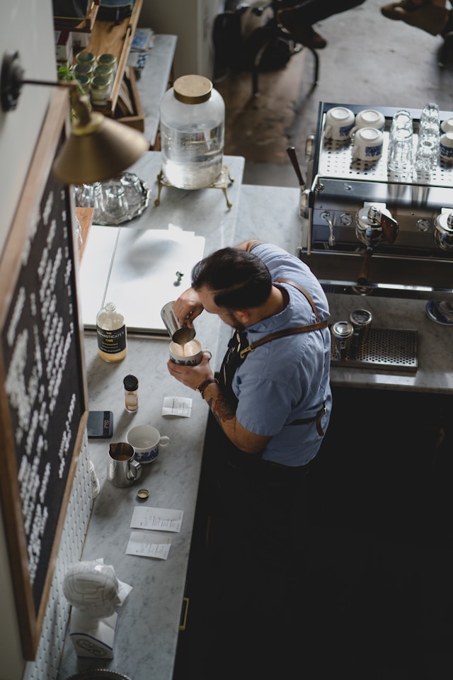 Barista preparing coffee
